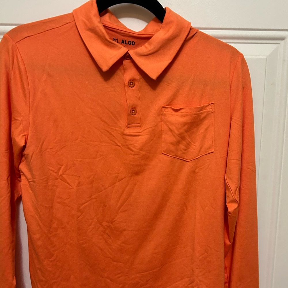 Vibrant Orange Long-Sleeved Polo Shirt